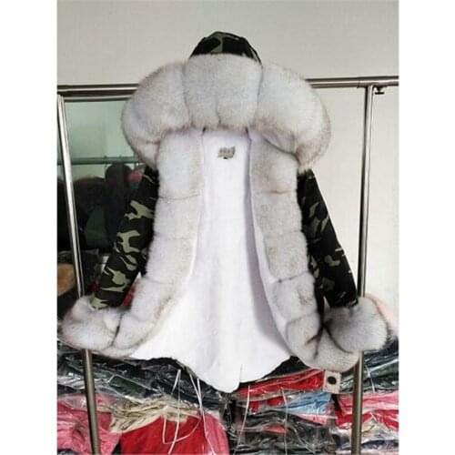 Maomaokong 2020 NEW Fashion Women Winter Long Jacket Warm Fox Fur Collar With faux fur lining Real Fur Coat Streetwear
