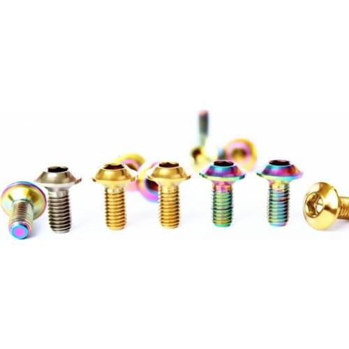 4PCS M5x14 Pitch 0.8 Ti/Golden/Rainbow GR5 Titanium Screw Bolts For Bicycle Brake Block