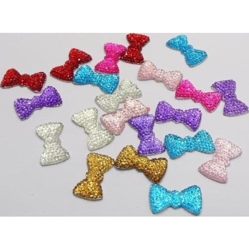 50pcs Mixed Color Bowknot Bows 23x12mm Flatback Acrylic Dotted Jewelry decorative diy accessories