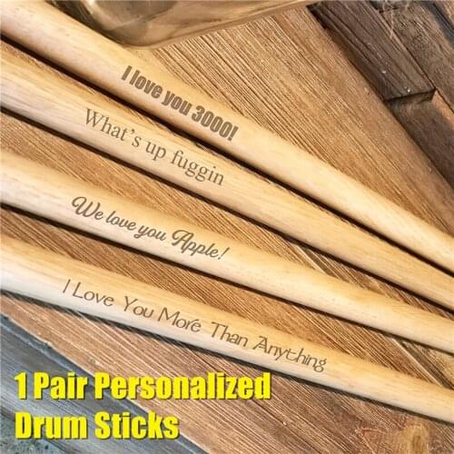Drumsticks 1 Pair Personalized Custom Drummer Gift Size 5A Laser Engraved Maple Tips Wood Drum sticks Musician Dropshipping -23