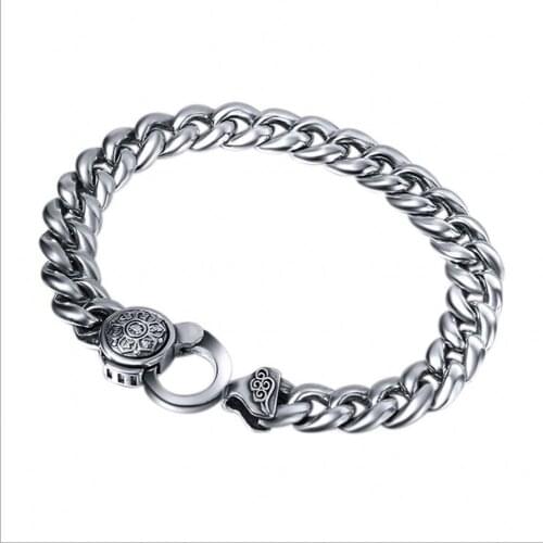 2020 new 100% real solid S925 pure Silver Bracelet for Men Thai Silver Six Words Mantra, Simple, Wild Man Bracelet