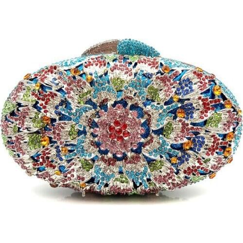 Ladies handbag Bridal wedding party purse women evening party bag diamond luxury colorful flower clutches elegant crystal purse