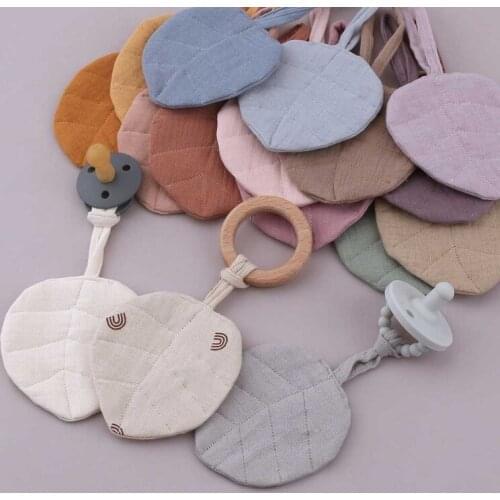 Baby Pacifier Clip Chain Pendant Infant Cotton Leaf-shape Soother Hanging Decors