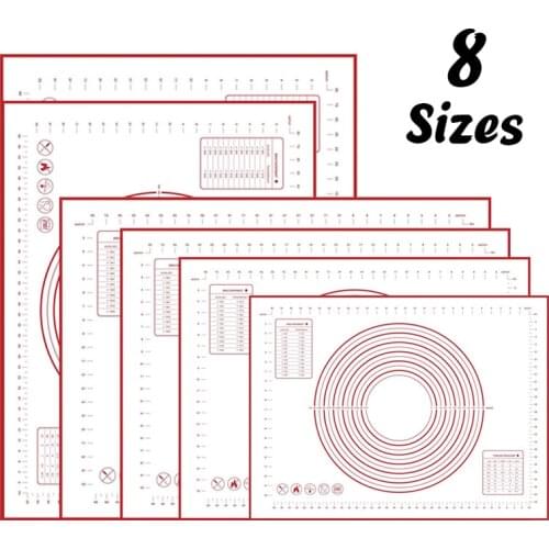 8 Sizes Reusable Silicone Baking Mat Eco-Friendly Mat for Rolling Dough Pad Large Non-Stick Oven Patisserie Baking Accessories
