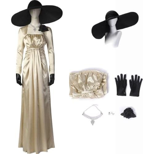 Game RE 8 Village Cosplay Alcina Dimitrescu Costume Adult Women Party Dress With Decorations Fancy Halloween Carnival Clothes
