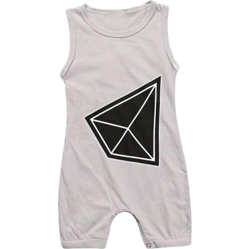 Newborn Foreign trade new male baby leisure sports geometric sleeveless jumpsuits Basketball climb clothes soft vest trousers