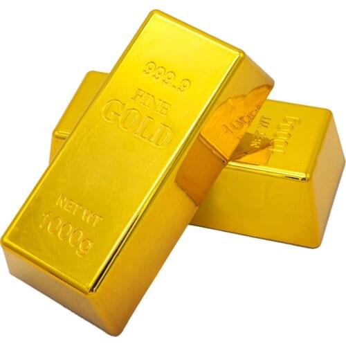 1Pc Simulation Hollow Gold Bullion Fake Gold Brick Creative Artificial Gold Bar Decorative Prop for Party Activity (Gold