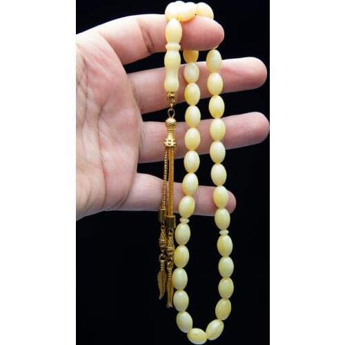 Kalingrad Form 8x12mm Pine Scented Beirut Drop Amber Rosary