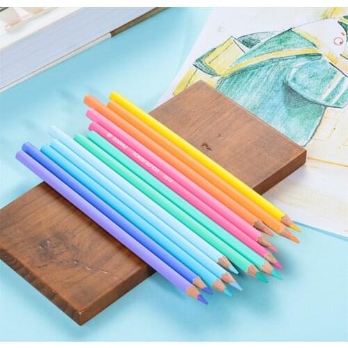 Macaron Colored Pencil Student 12/24 Colors Oily Colored Pencil Small Fresh Youth Pencils Sweet Cure Painting Drawing Pen