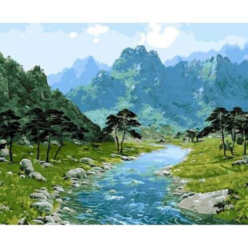 Painting By Numbers DIY Dropshipping 40x50 50x65 60x75cm Spring Valley Scenery Handmade For Living Room Wall Decor Oil Painting