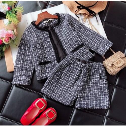 New Children Clothing Girls Sets Spring Autumn Baby Girl Clothes Sets Long Sleeve Fashion Kids Coat and Short Pants Party Outfit