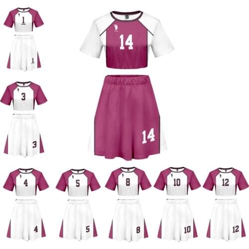 Anime Haikyuu Cosplay Shiratorizawa College 3D Printing Girls Sexy Fashion Navel Shirt Short Sleeve Skirt Volleyball Uniform Set