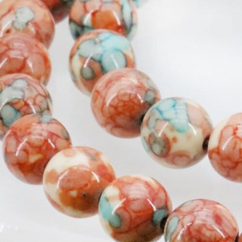 HOT 8mm Accessories Multicolor Riverstone Rain Flower Rainbow Natural Stone Round DIY Beads Loose Craft Jewelry Making 15inch