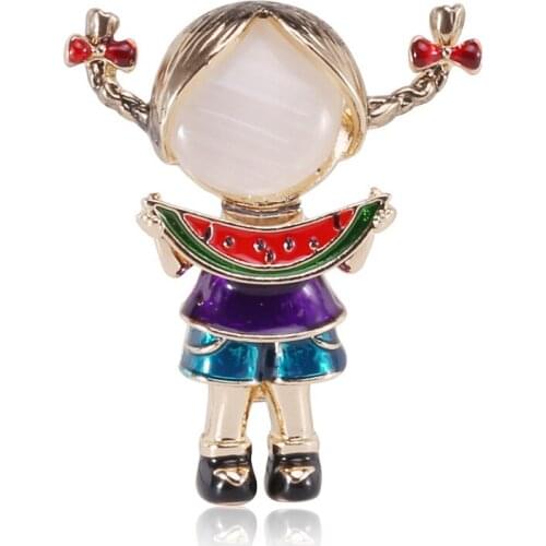 Fashion han edition drip inlaid opal pin eat watermelon to little cute girl brooch contracted brooch