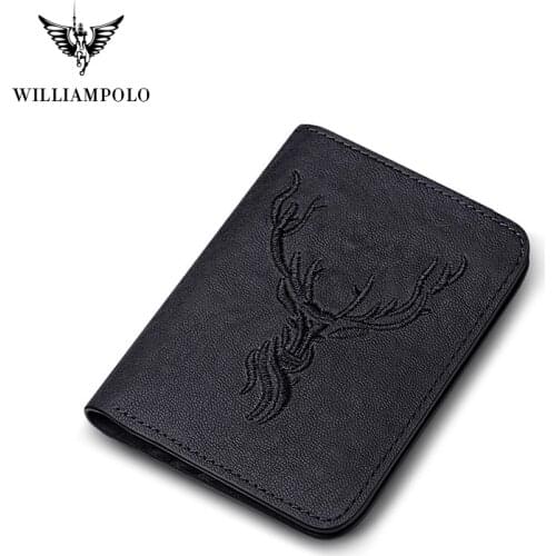 Williampolo Fashion Small Mini Ultra-thin Compact wallet Handmade wallet Cowhide Card Holder Short Design Purse New #191416