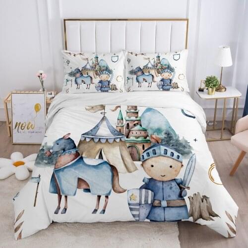 Cartoon Childrens Bedding set for kids baby Duvet cover set pillow case Bed linens Quilt cover 140x200 Bed set Single castle