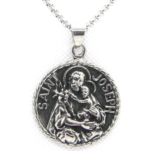 Rany&Roy Newest Golden Silver Color SAINT JOSEPH Pendant 316L Stainless Steel Band Party Saint Cool Pendant