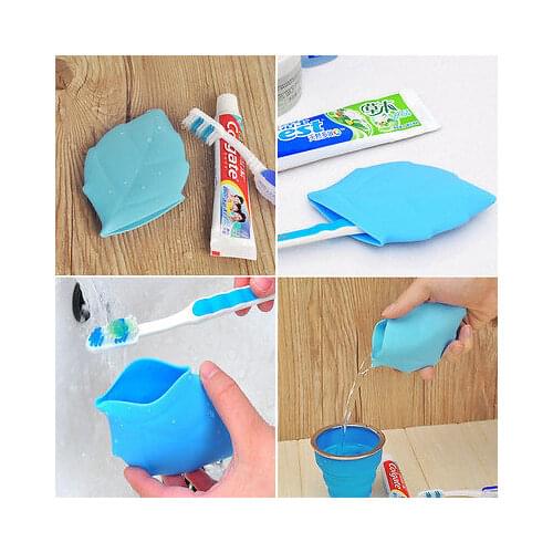 New Portable Soft Silicone Leaf Shape Camping Hiking Home Water Drink Pocket