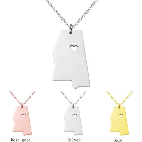SUTEYI 3 color plated necklace jewelry Mississippi state charm necklace pendant US map necklaces jewelry