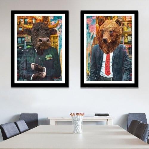 Stock Market Poster Wall Business Canvas Art Painting Modern Graffiti Abstract Pictures For Brokers Office Decor Bankers Gift