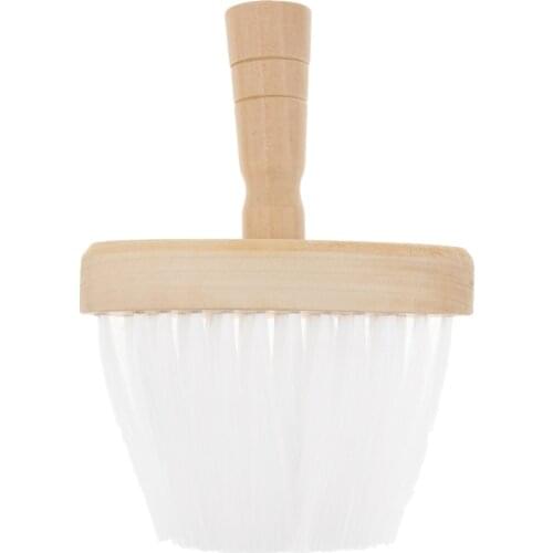 Barber Neck Duster Brush, Soft Cleaning Face Brush for Hair Cutting - Wood Handle + Nylon Brush