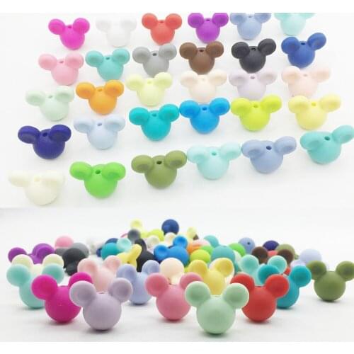 24*20*14mm Mickey Silicone Beads Baby Teething Beads Safe Food Grade Nursing Chewing Mickey Silicone Beads 27Colors