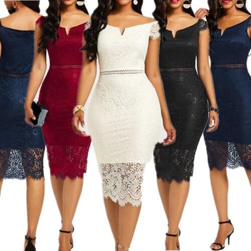 Sexy Women Dress Lace Hollow Backless Elegant Party Chic Retro Dress Lace Slim Dresses Summer