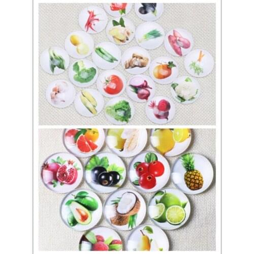 Different Styles Vegetable and Fruit Glass Mosaic Craft Tiles Glass Mosaic Printed Picture Glass Half Round Dome Cabochons Tiles