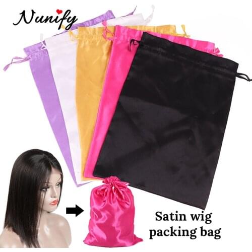 Black Golden Pink Silk Satin Wig Bags For Hair Bundles Wigs Gift 25*35Cm Hair Storage Bags For Packaging Wigs Hair Extensions