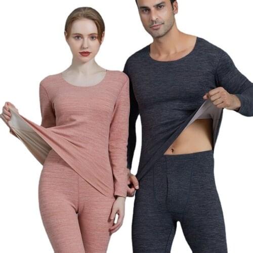O-Neck Seamless Slim Winter Clothes Women Faux Cashmere Warm Thermal Underwear Sets Plus Size Male Second Thermal Skin Unisex