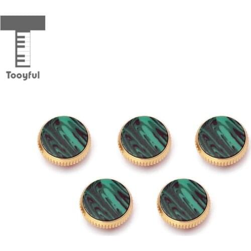 Tooyful 3 Pieces of Gold Plated Malachite Insert Finger Buttons for Trumpet Repairing Brass Instruments Accessories