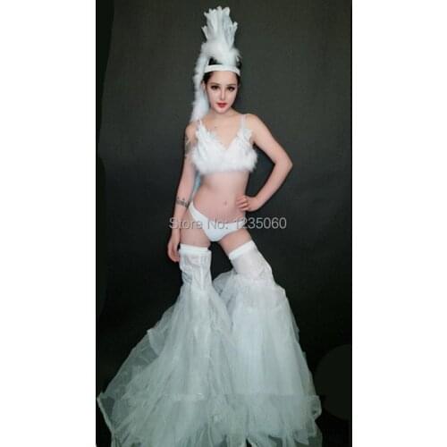 WYY Wedding Singer Show DS Dance Team Party Dress Nightclub Bar Stage Performance Ballroom Costumes With Headdress