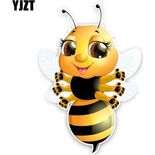 YJZT 9.6CM*14.1CM A Bee With Six Hands Car Sticker Cartoon PVC Decal 12-300628