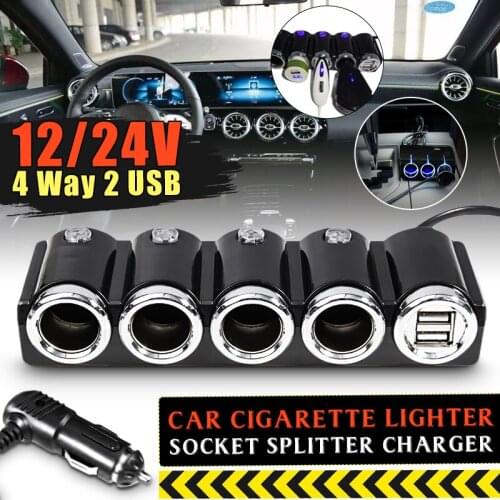 120W 12V multi-socket car charger car cigarette lighter socket distributor and dual USB port plug adapter