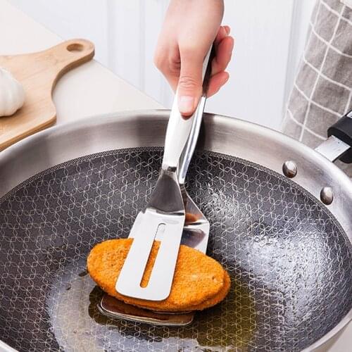 Stainless Steel Barbecue Clamp Shovel for Frying Fish Creative Pizza Steak Tong Multi-Functional Food Clip Anti-Scald Bread Clip