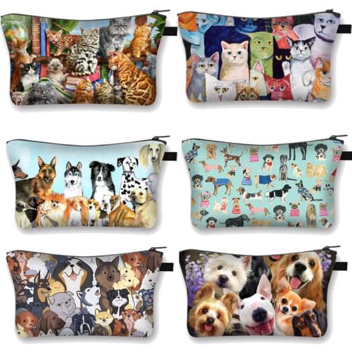 Dachshund Boston Terrier German Shepherd Dog Cosmetic Bag Women Makeup Bags Ladies Lipstick Bag Girls Cosmetic Case Organizers
