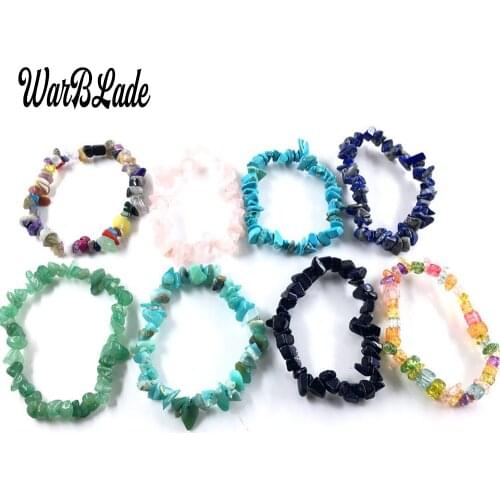 Natural Stone Bracelets for Women Strand Chips Nugget Clear Quartz Power Stone Opal Moonstone Beads Charkra Bracelet Wristband