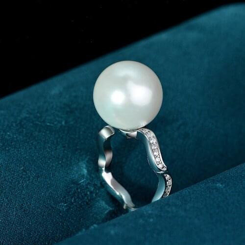 Nature Pearl Diamond Ring 100% Original 925 sterling silver Wedding band Rings for Women Bridal Promise Jewelry Gift