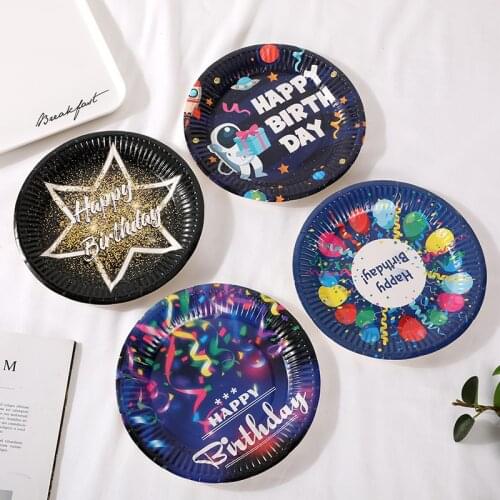 10pcs 7inch Disposable Paper Plates Multicolor Round Cake Dishes For Wedding Birthday Party Decor Dinner Tableware Supplies
