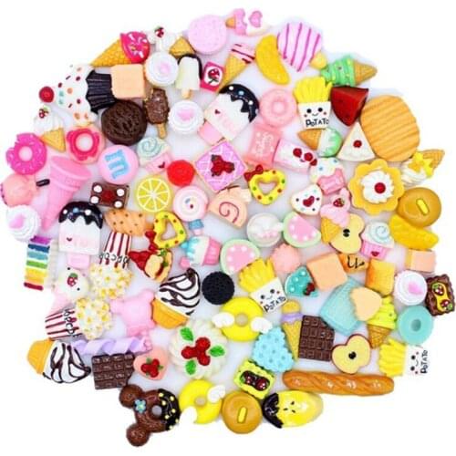 30pcs Cartoon Random Mix Miniature Resin Christmas Gift Chocolate Color Dessert Beads DIY Phone Case Beauty Material Toy