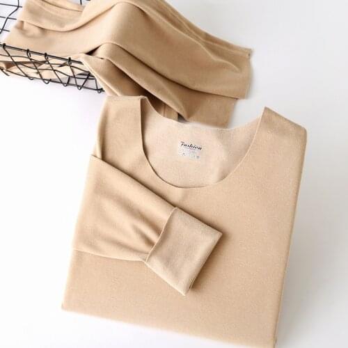 3XL Plus Size Winter Womens Thermal Underwear Set O-Neck Seamless Velvet Long Johns Female Inner Wear Pajamas Thick Warm Suit