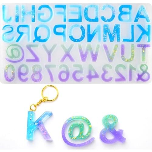 English Alphabet Letter Number Pendant Casting Silicone Epoxy Resin Molds Set DIY Crafts Jewelry Making Tools