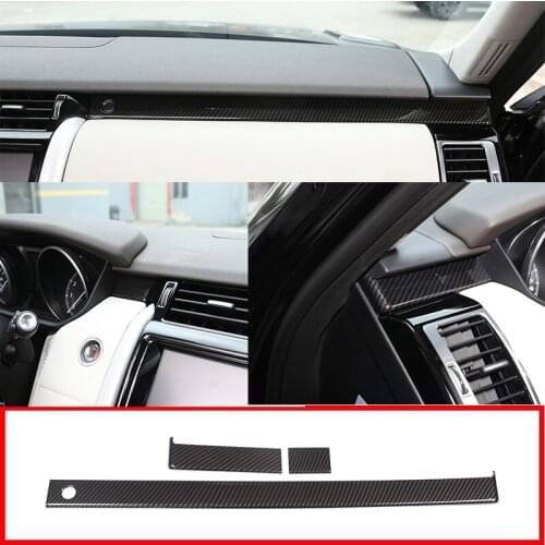 Car Accessories Center Control Co-Pilot Decorate Strips Trim For Land Rover Discovery 5 LR5 2017-2018 L462 Carbon Fiber 3 Pcs