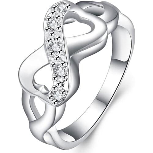 BABYLLNT 925 Silver Double Heart Ring For Women Wedding Engagement Party Fashion Charm Jewelry Wholesale