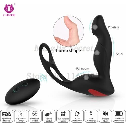 Wireless Remote Control Powerful Vibrating Male Prostate Massager with Ring Vagina Anal Vibrators Sex Toys for Man Masturbator