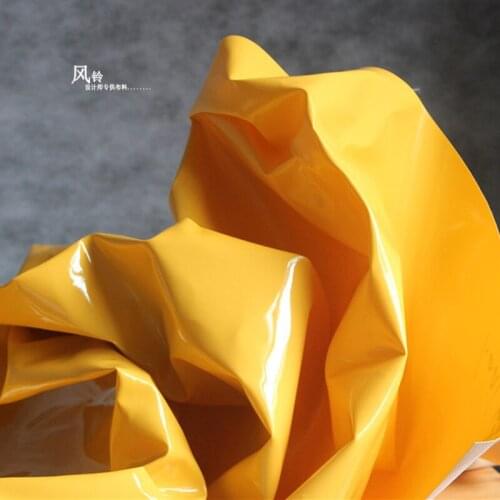 Gloss Leather PU Fabric Stiff Tpu Yellow Sewing Crafting DIY Projects Bags Jacket Costume Dress Designer Fabric
