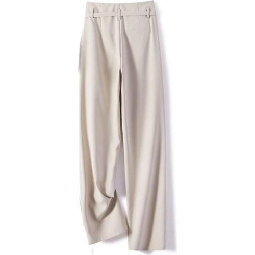 High-waist Wide-leg Pants Womens Black Summer Autumn New White Elegant Office Work Suit Straight-leg Pants Casual Trousers