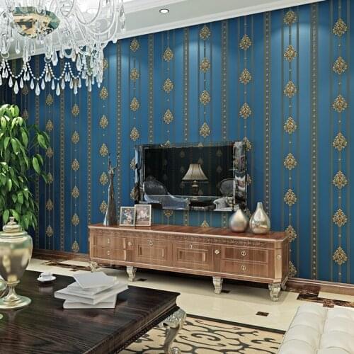 Papier peint European Damask Wall Papers Home Decor Stripe Flower Wallpaper Roll for Living Room Bedroom Walls Mural 3D behang