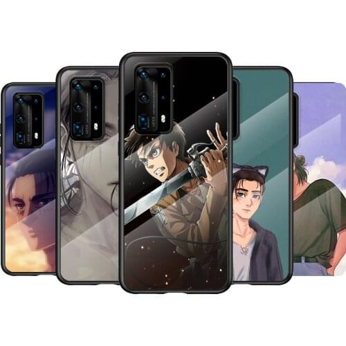 Tempered Glass Cover Attack on Titan Eren Jaeger For Huawei P40 P30 P20 P10 Pro Plus Lite 5G 2019 Phone Case