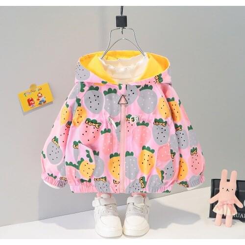 Baby Clothes Cute Newborn Windbreaker Coat Infant Girl Pineapple Zipper Cardigan Jackets Casual Hooded Toddler Girl Trench Coats